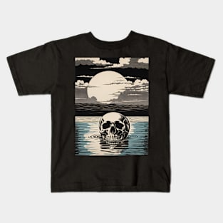 Moonlit Reflection Floating Skull Kids T-Shirt